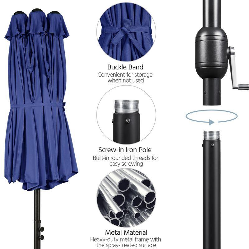 Yaheetech 13 ft Outdoor Patio Umbrella with Crank, Navy Blue