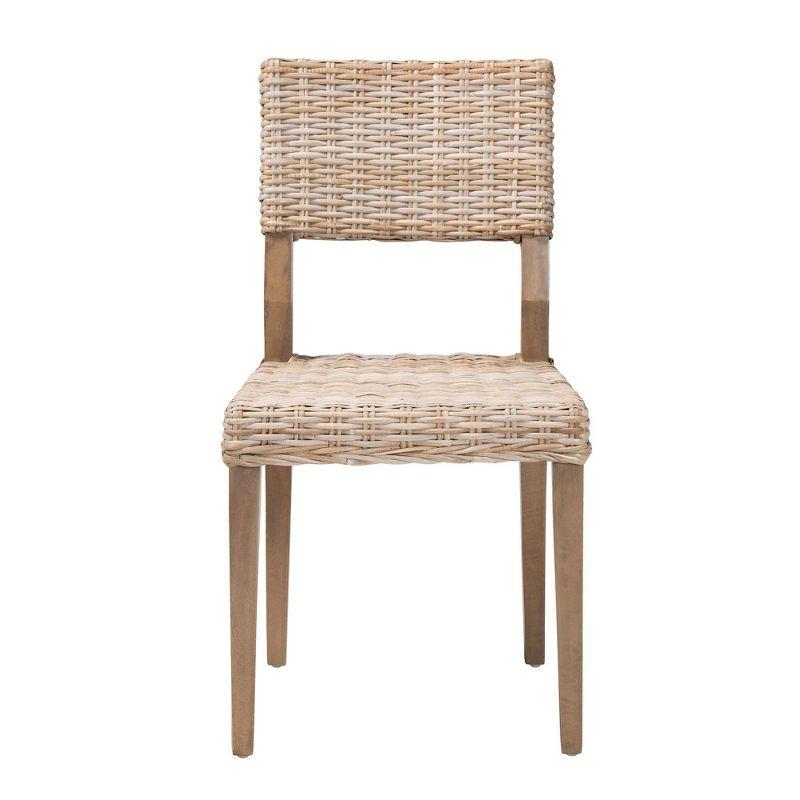 bali & pari Barossa Rattan and Mahogany Wood Dining Chair Kubu Gray/Rustic Taupe