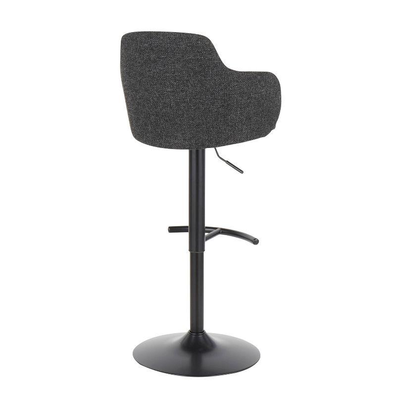 Boyne Adjustable Black Metal Swivel Barstools with Dark Grey Fabric - Set of 2