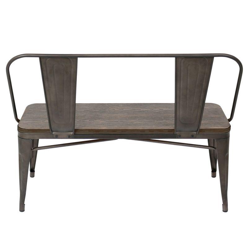 Antique Espresso Metal and Bamboo Industrial Dining Bench