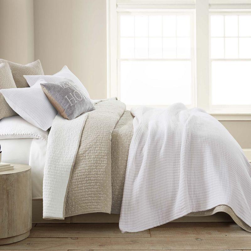 Taupe Full Cotton Reversible Quilt Set