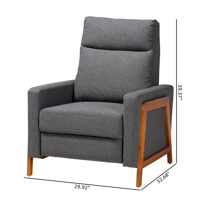 Halstein Mid Century Modern Fabric Upholstered Lounge Chair Gray - Baxton Studio
