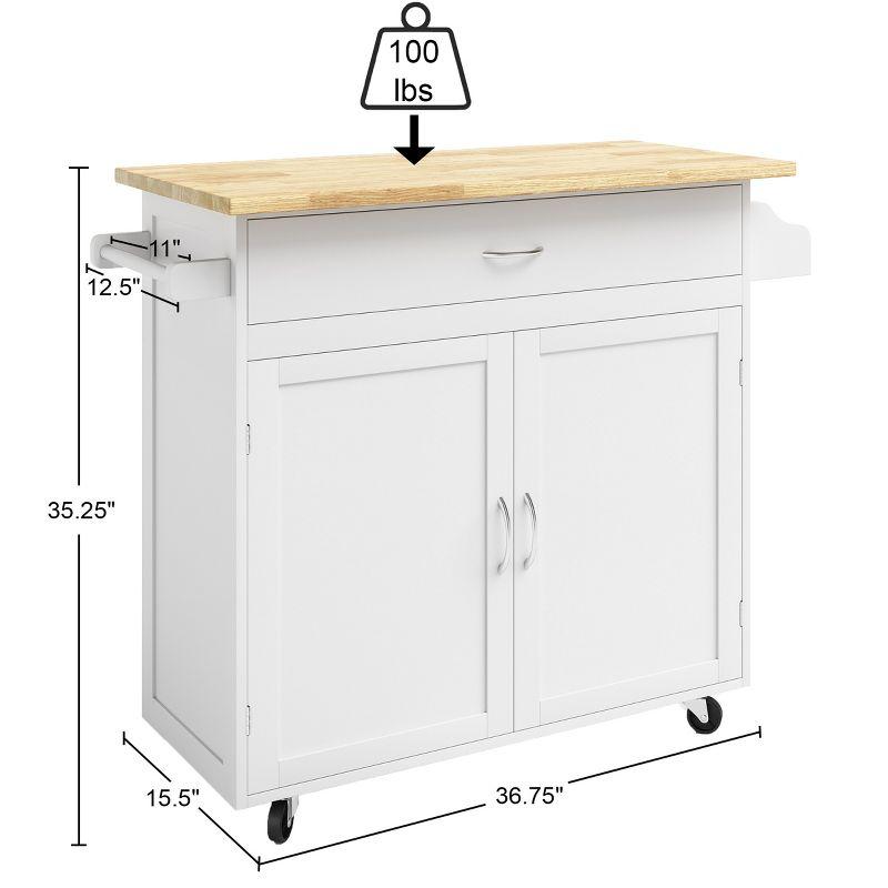 Lavish Home Rolling Kitchen Island with Spice Rack and Storage Cabinet