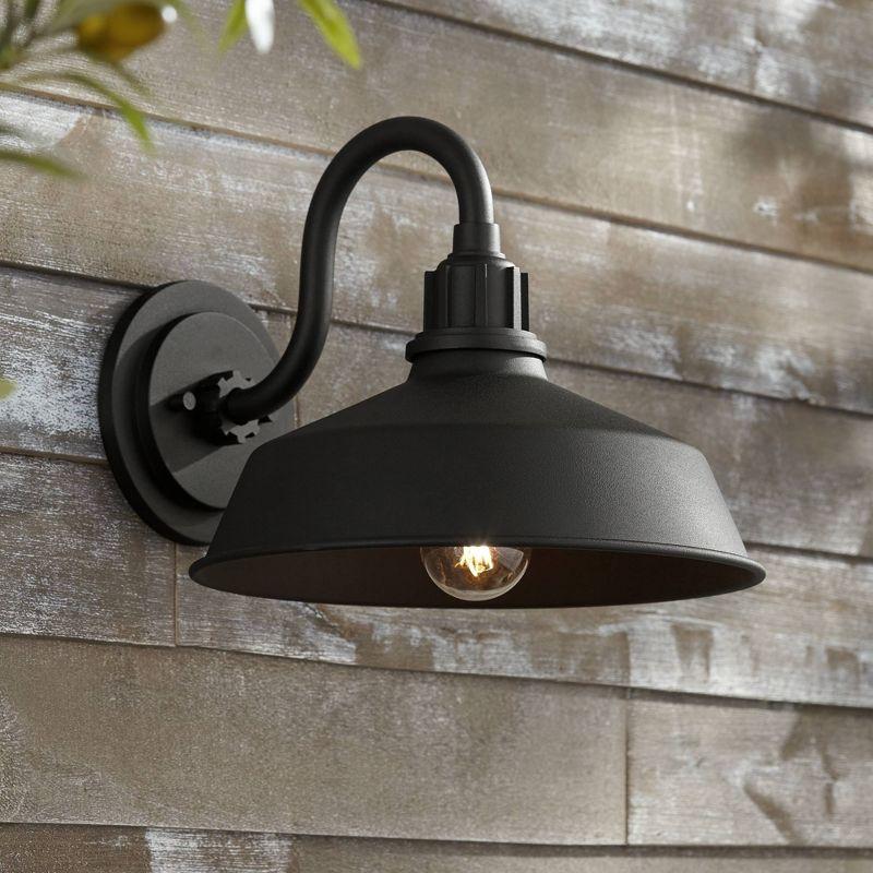 Franklin Iron Works Arnett Rustic Outdoor Wall Light Fixture Black Gooseneck Arm 10 1/2" for Post Exterior Barn Deck House Porch Yard Posts Patio Home