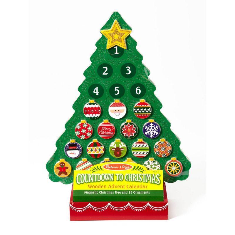 Green Wooden Christmas Tree Advent Calendar with Magnetic Ornaments