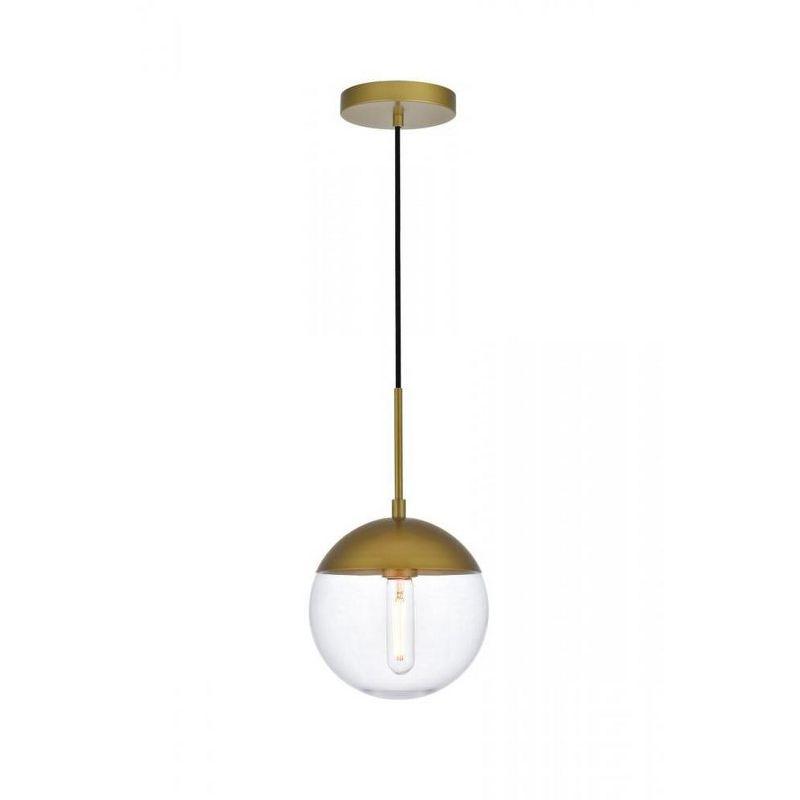 Elegant Lighting Eclipse 1 Light Brass Pendant With Clear Glass
