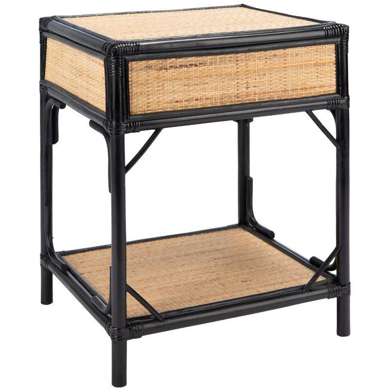 Roya 1 Drawer 1 Shelf Nightstand - NST4005 - Black/Natural - Safavieh
