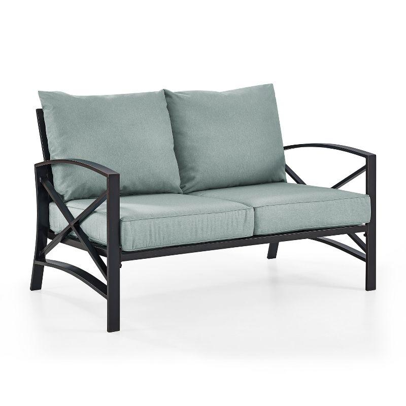 Kaplan Bronze Metal Loveseat with Mist Cushions