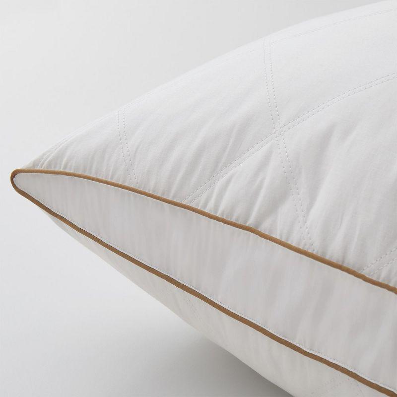 Peace Nest Medium Firm Goose Feather Down Pillow with Gusset, Medium Neck Support for Stomach, Side and Back Sleepers