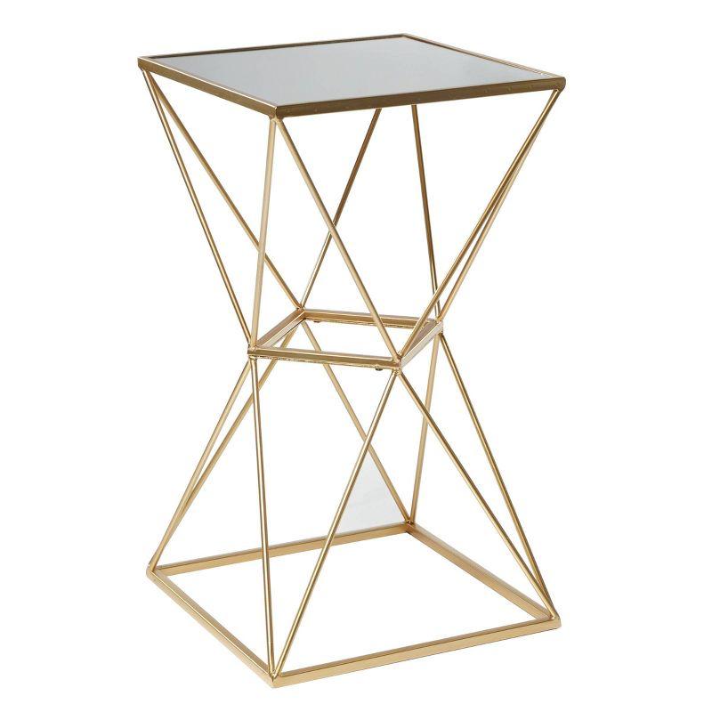 Glam Geometric Mirrored Accent Table Gold - Olivia & May: 27.625" H, No Assembly Required