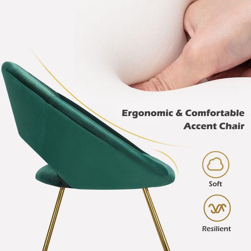 Costway Modern Velvet Accent Chair Upholstered Vanity Chair w/Golden Metal Leg Dark Green