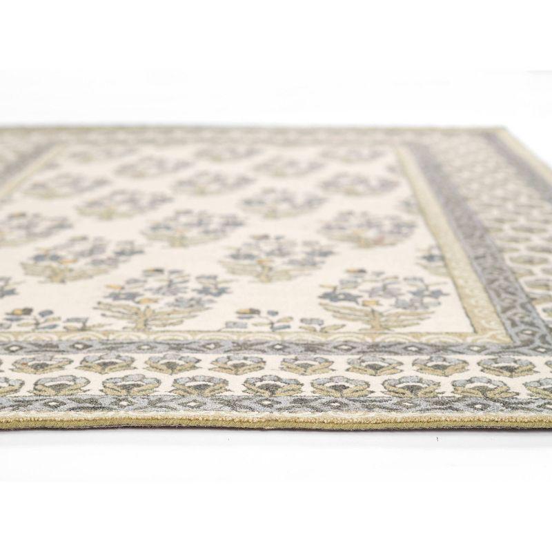 Momeni 3'6"x5'6" Cotswold Bourton Floral Handtufted Area Rug Green: Wool, Medium Pile, Botanical Pattern, Indoor Use