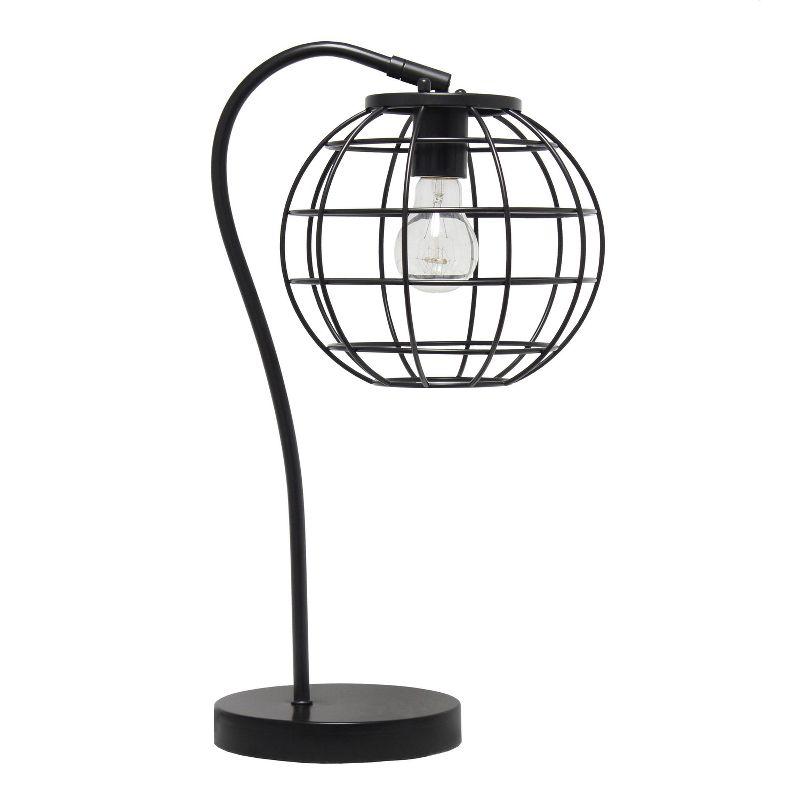 Matte Black Metal Arched Cage Table Lamp