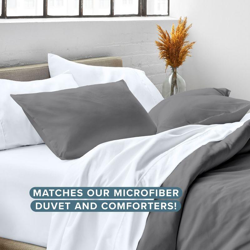 Solid Grey Microfiber Standard Pillow Sham Set by Bare Home