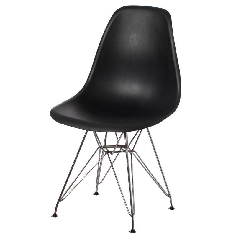 Black Matte Plastic Shell Dining Chair with Metal Hairpin Legs