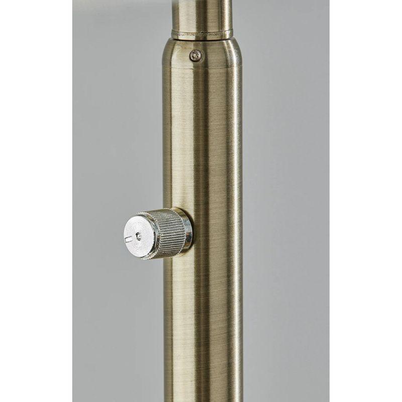 Adesso Hayes Floor Lamp Antique Brass: ETL Listed, Linen Drum Shade, Metal Body, Rotary Switch