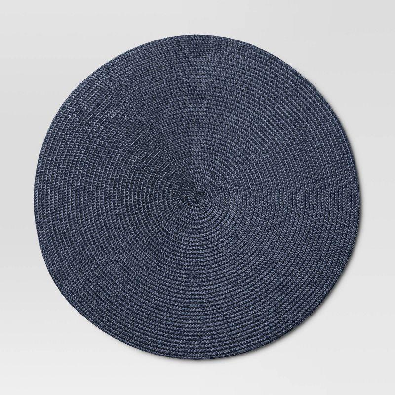 Polyround Charger Placemat Dark Blue - Threshold™: Round Table Mat, Traditional Style, Navy Blue, 15" Diameter