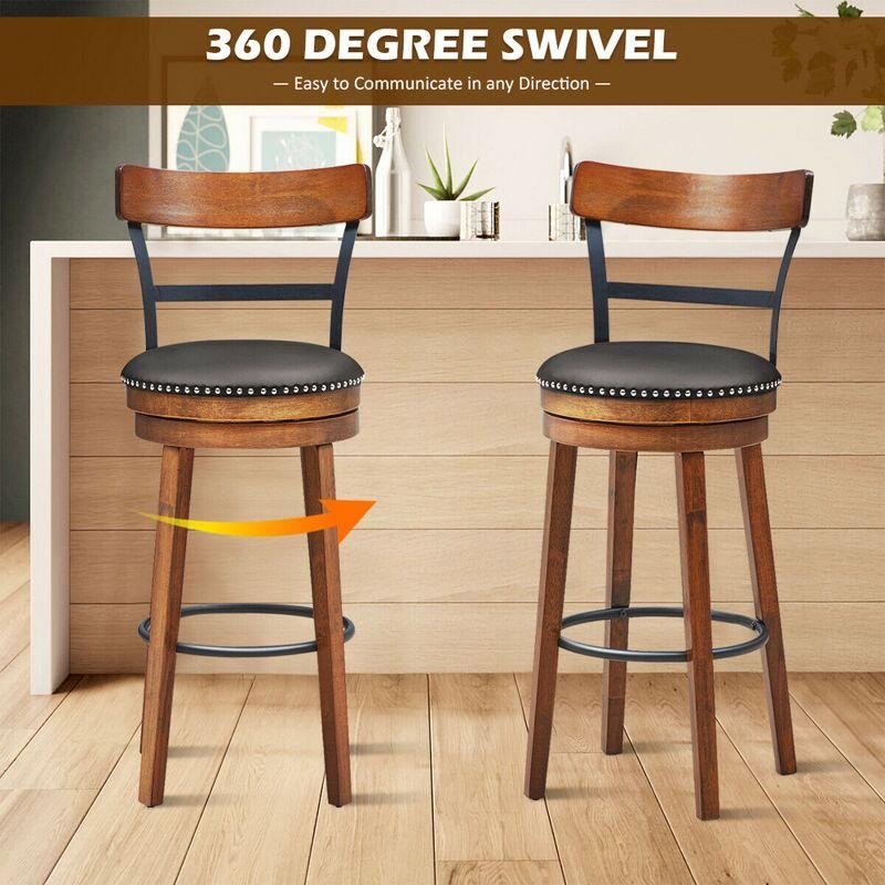 Costway 30.5'' BarStool Swivel Pub Height kitchen Dining Bar Chair with Rubber Wood Legs