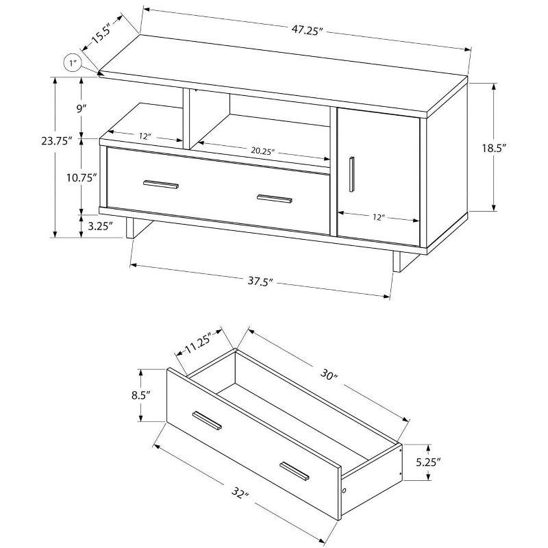 Monarch Specialties Tv Stand 48 Inch Console Media Entertainment Center Storage Cabinet Drawers Laminate White Contemporary Modern