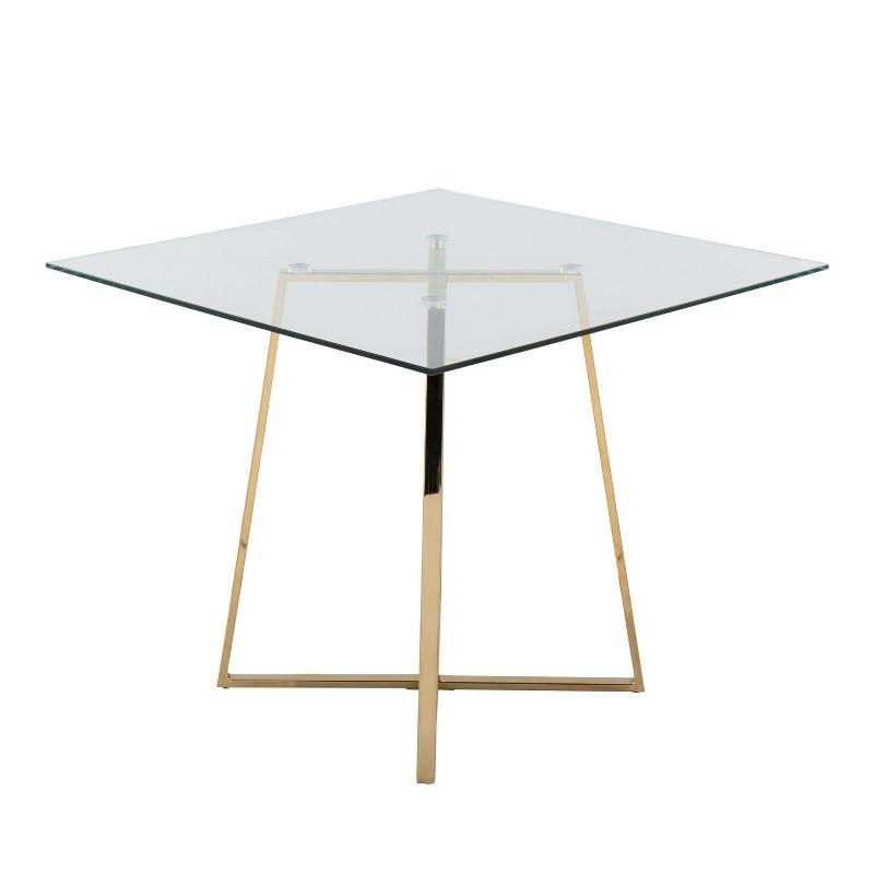 36" Cosmo Square Dining Table Gold/Clear Glass - LumiSource: Modern Pedestal Base, Seats 4