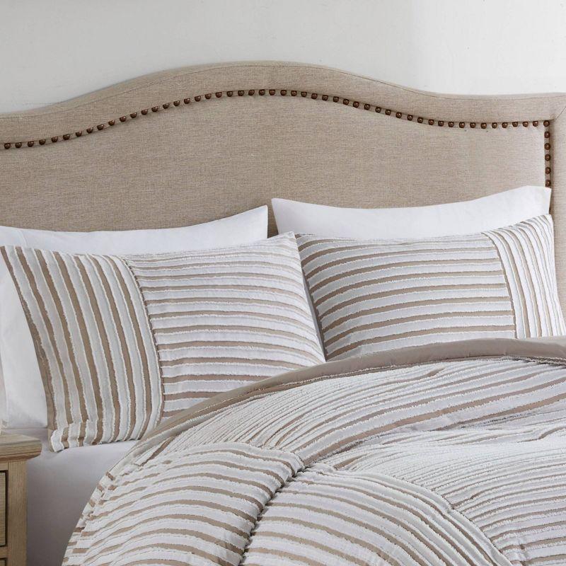 Taylor White/Natural Microfiber 5 Piece Comforter Set