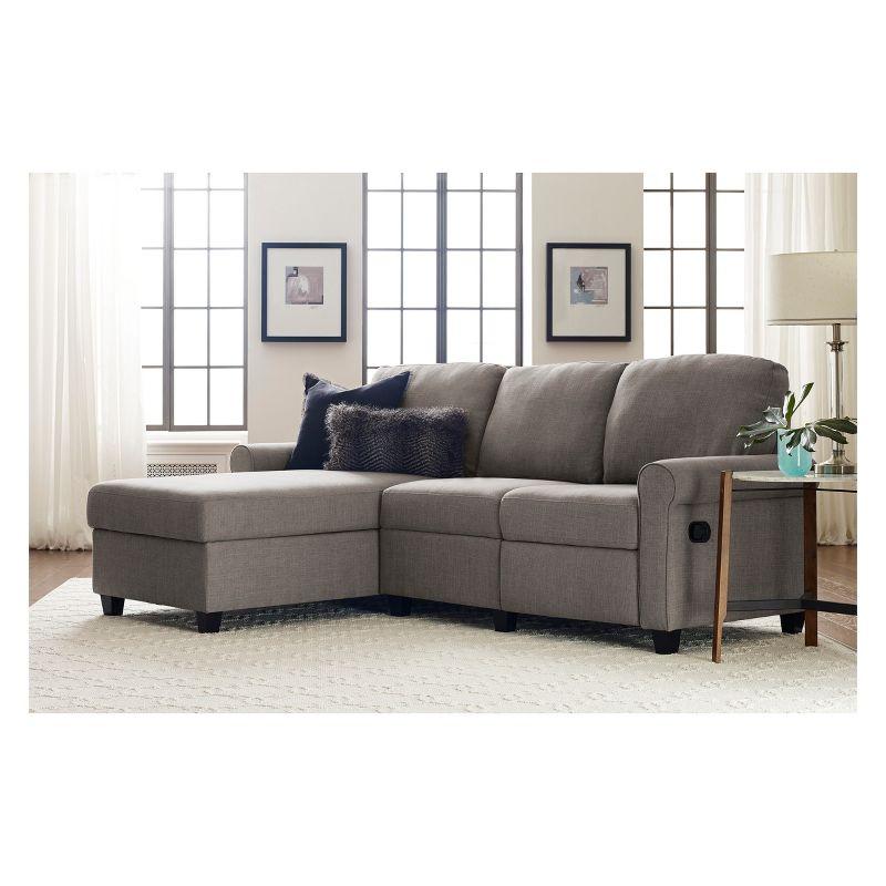 Copenhagen 89'' Gray Microfiber Sectional Sofa with Storage Chaise