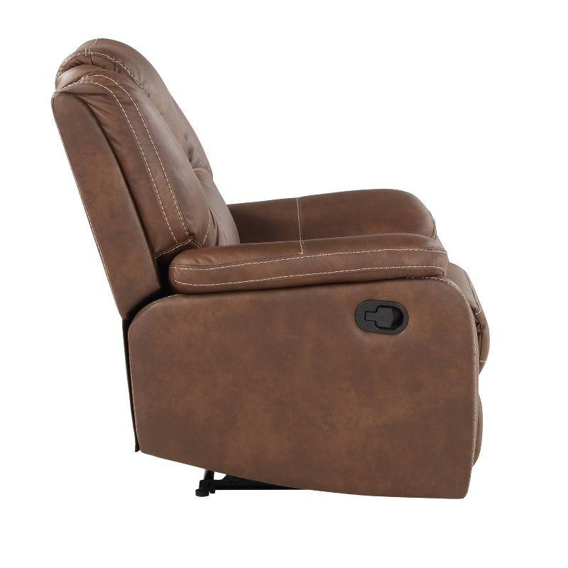 Luxurious Chestnut Brown Faux Leather Manual Recliner