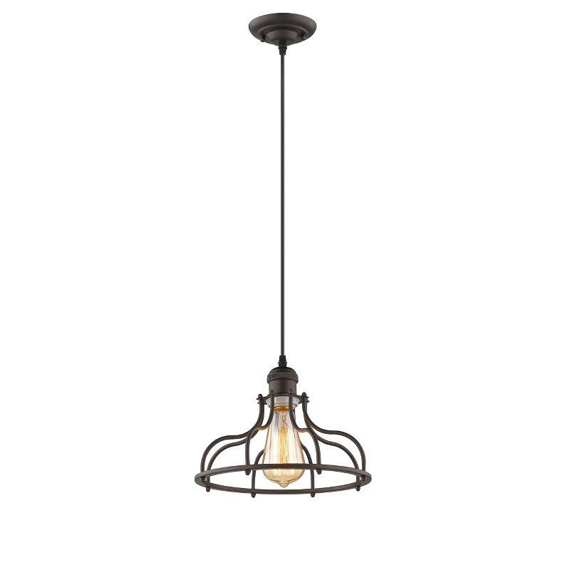 Chloe Lighting Jaxon Industrial-Style 1 Light Rubbed Bronze Ceiling Mini Pendant 10" Wide