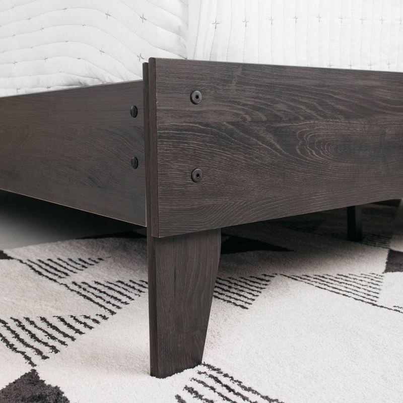 Charcoal Queen Platform Bed with Engineered Oak Grain Finish