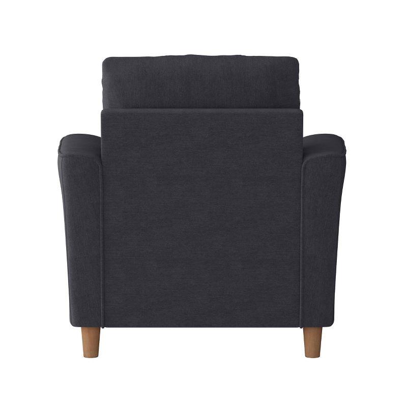 Georgia Upholstered Accent Armchair Dark Gray - CorLiving: Soft Microfiber, Rubberwood Legs