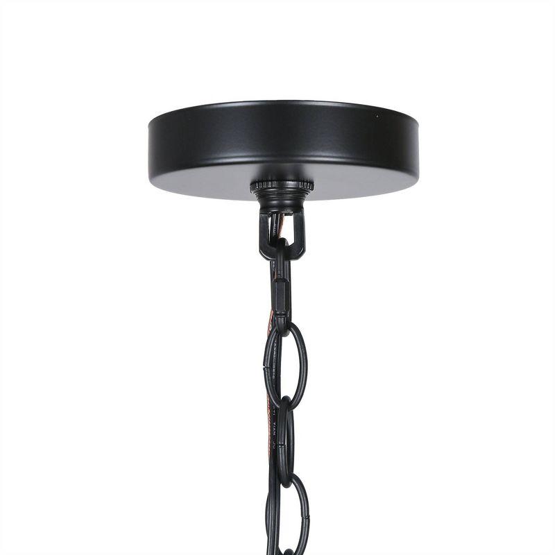 LNC Chispa 3-Light Matte Black Drum LED Dry Rated Chandelier: UL Listed, Adjustable Height, Crystal Decor