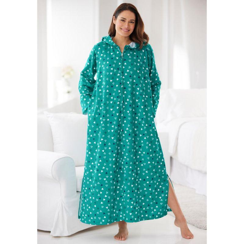 Dreams & Co. Women's Plus Size Long Hooded Fleece Sweatshirt Robe