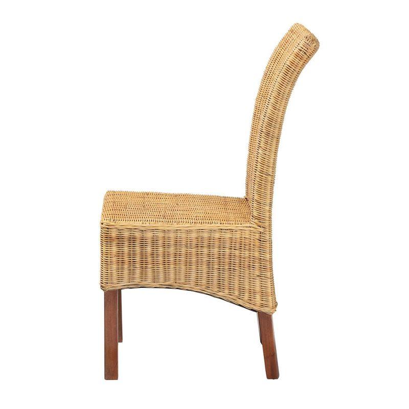 Shamara Natural Rattan and Mahogany Wood Dining Chair Walnut Brown - bali & pari