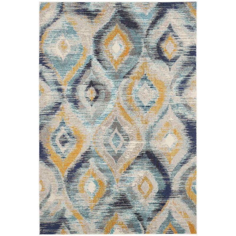 Bohemian Flair Blue/Multi Synthetic Rectangular Area Rug