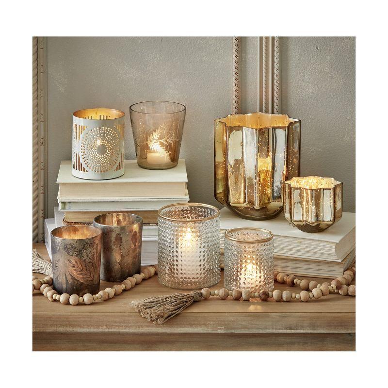 tagltd Luminous Bubble Textured Clear Glass Tealight Holder Small Tabletop Mantel Centerpiece Wedding Decorations, 4.0 inch