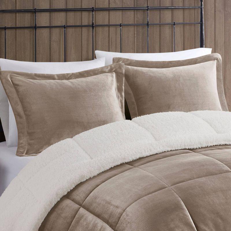 King Taupe/Ivory Reversible Down Alternative Microfiber Comforter Set