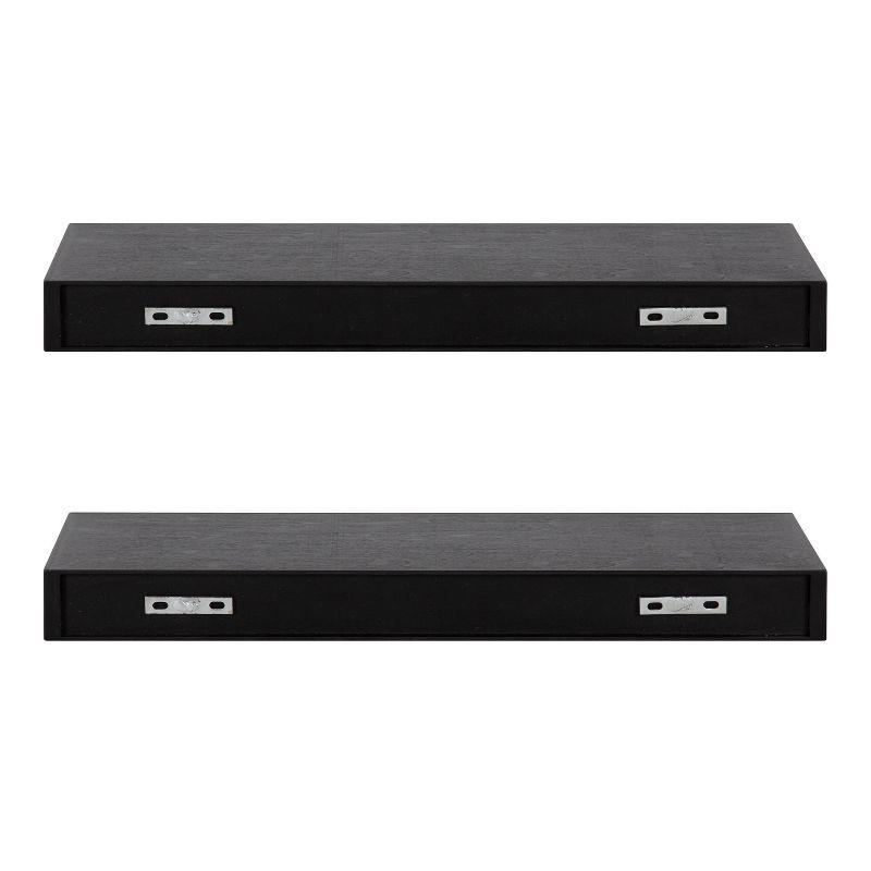 2pc 24" Havlock Wood Shelf Set Black - Kate & Laurel All Things Decor: Solid Wood, Easy Wall Mount