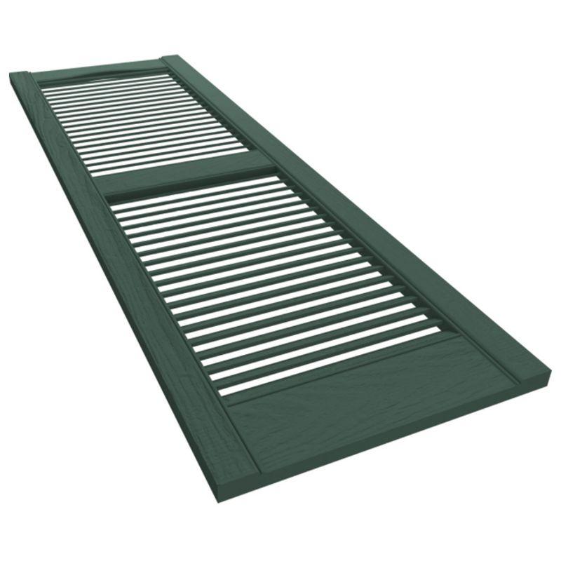 Plastic Development Group LSGRN1467 14 x 67 Inch Decorative Exterior Vinyl Plastic Louvered Window Shutters w/ Installation Kit & Instructions, Green