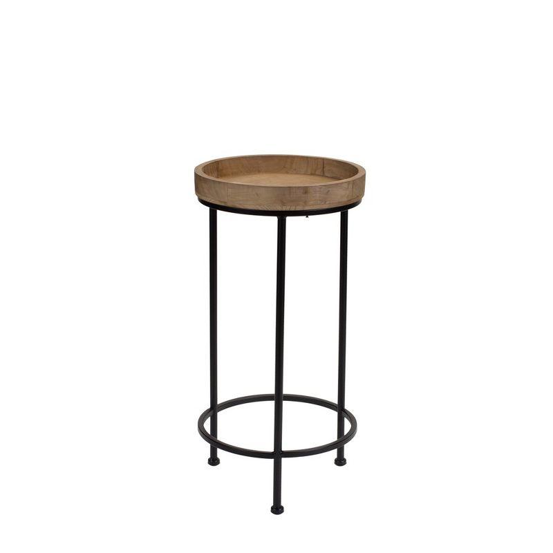 Round Wood and Metal Plant Stand Table (Set of 3)