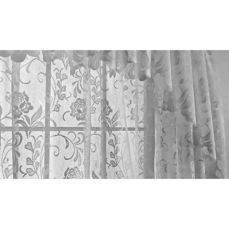 Habitat Limoges Sheer Rod Pocket Flat Valance Floral Lace Design Delicate Scalloped Bottom Hem 55" x 15" White
