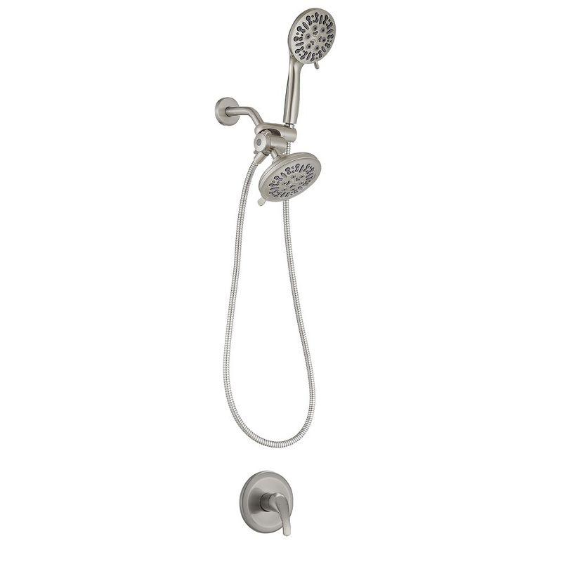 Single Handle 1-Spray Round Rain Shower Faucet Combo Set with Dual Function Pressure Balance Valve