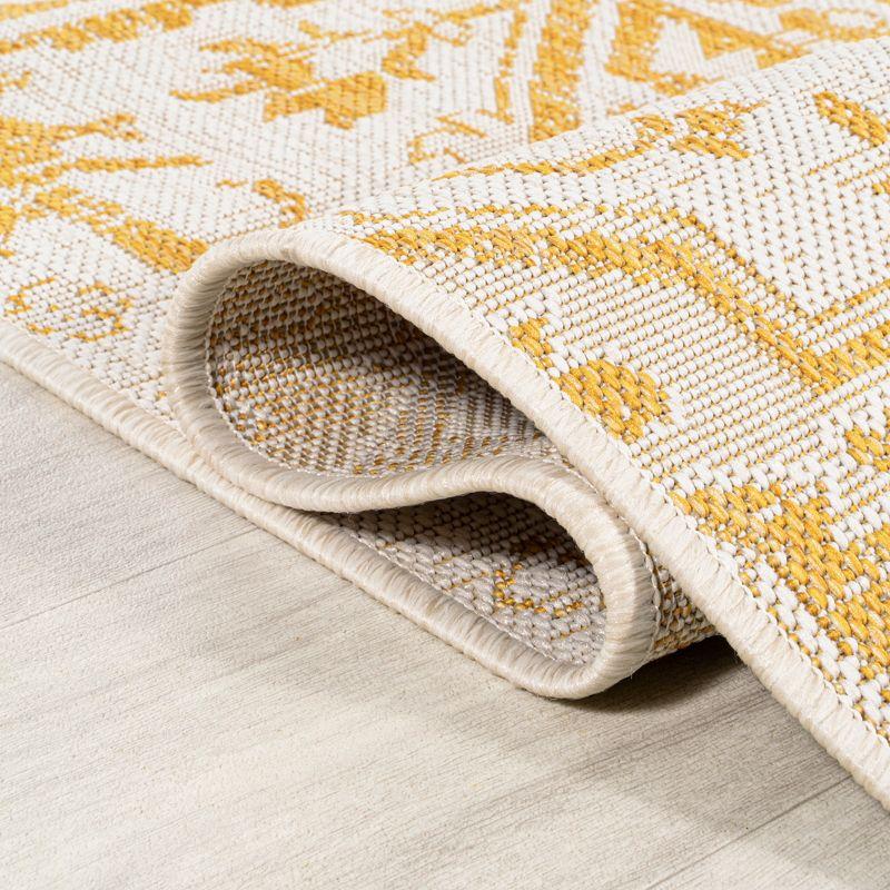 Bohemian Star Medallion Cream/Yellow Square Indoor/Outdoor Rug