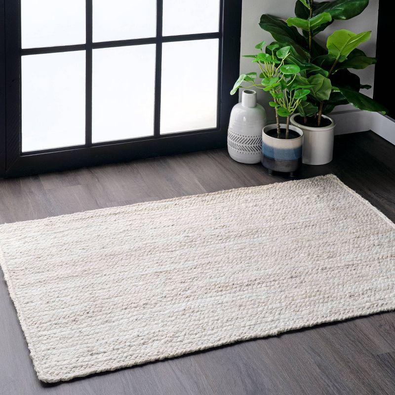 3'x5' Hand Woven Rigo Jute Area Rug Off White - nuLOOM: Farmhouse Style, Low Pile, Rectangle, Indoor Use