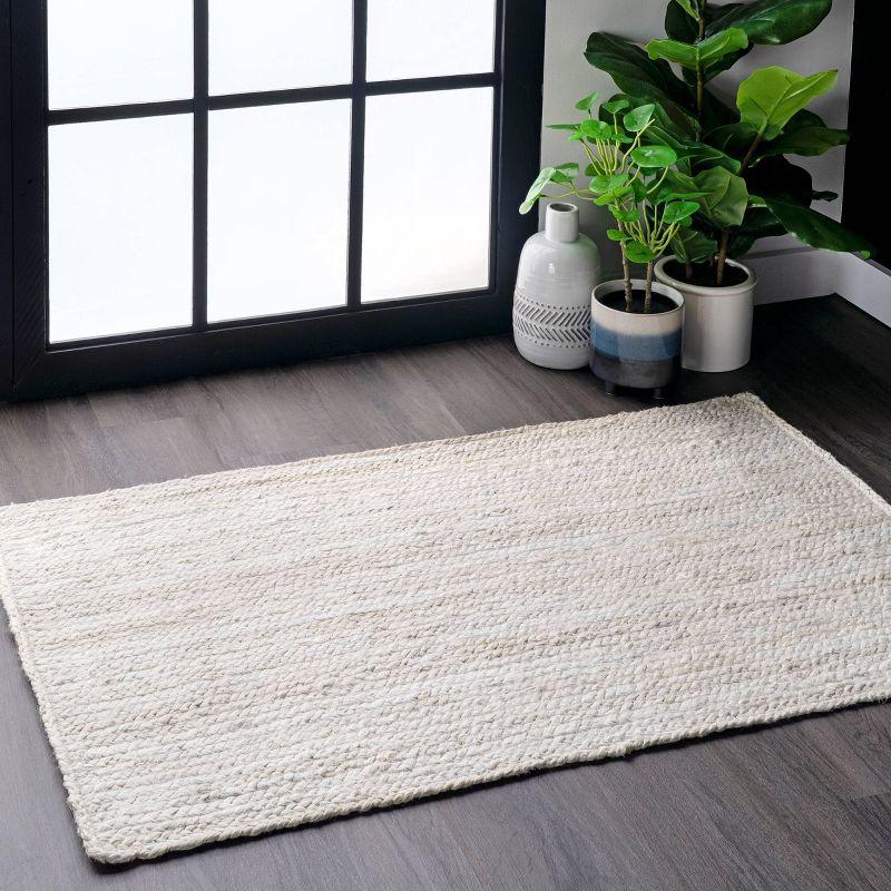 Eco-Friendly Artisanal Off White Braided Jute Rug 3' x 5'