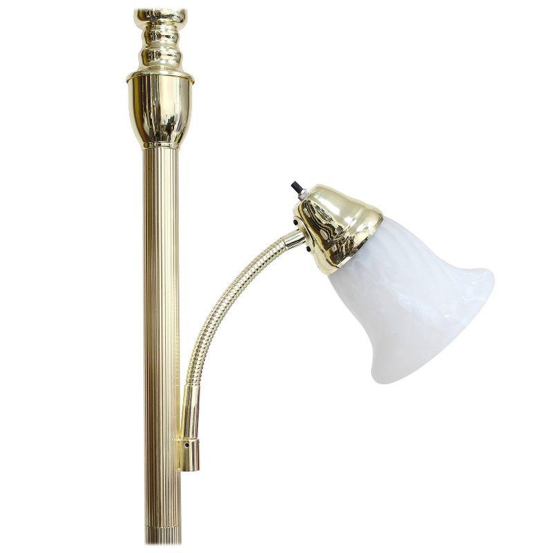 Torchiere Floor Lamp with Reading Light and Marble Glass Shade - Lalia Home