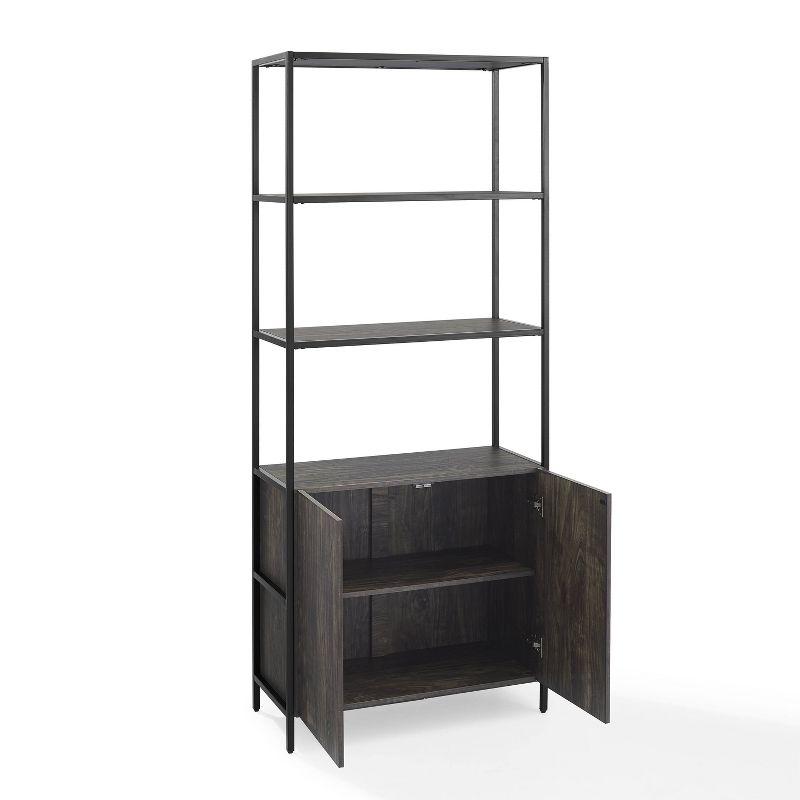 80.5" Jacobsen Large Etagere Brown Ash - Crosley: Industrial Style, 5-Shelf Storage, Steel Frame