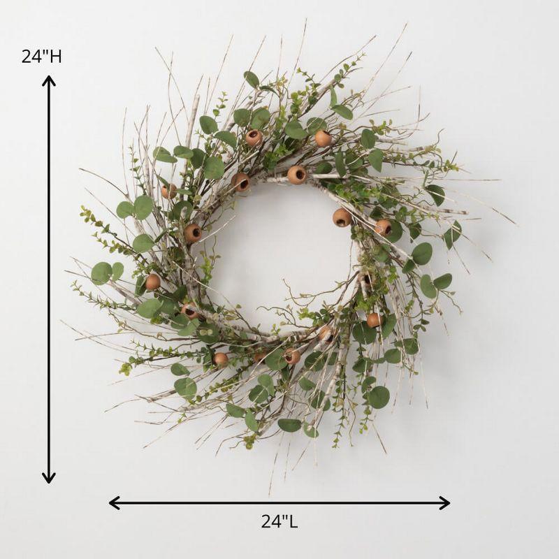 Sullivans Artificial 24" Birch, Eucalyptus And Pod Wreath