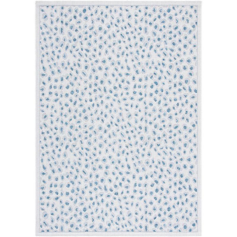 Ivory and Blue Non-slip Stain-resistant Indoor/Outdoor Rug