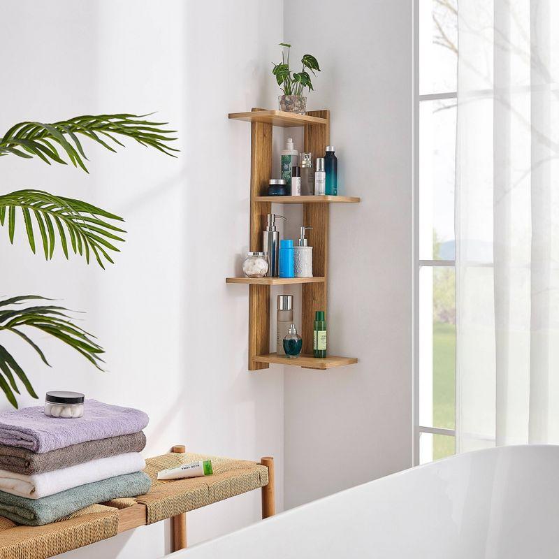 33" x 11.8" Alvar Corner 4 Tier Floating Ledge Column Wall Shelf - Danya B.