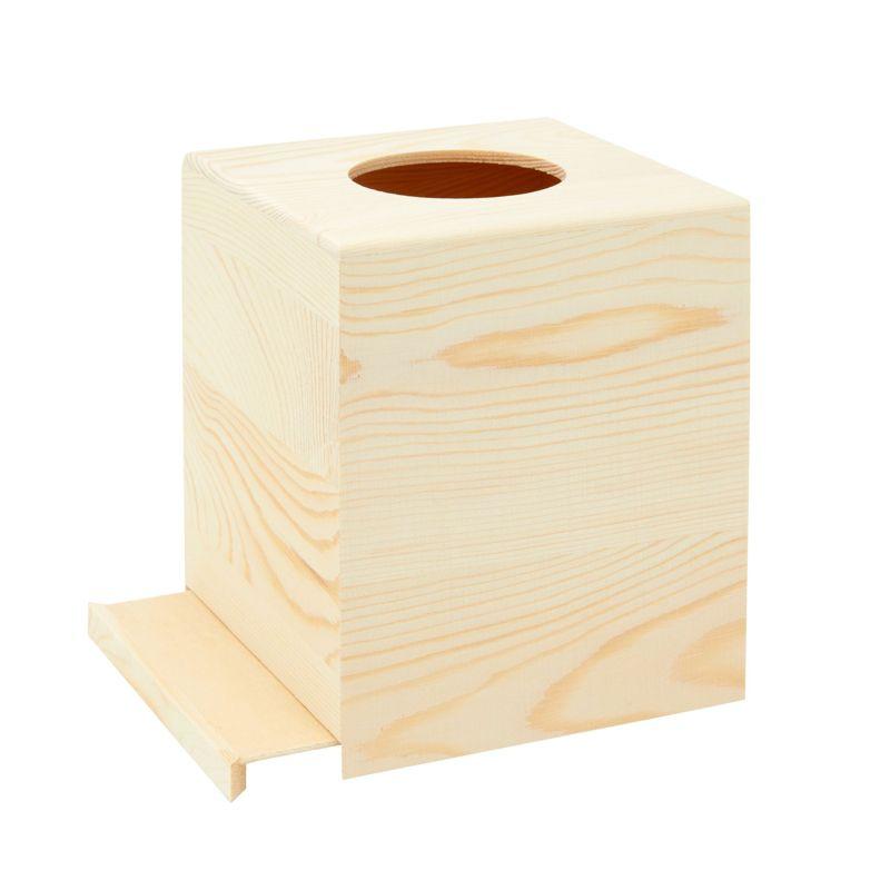 Juvale 2 Pack Unfinished Wood Tissue Box Cover for DIY Crafts, Home Decor, 5 x 5.5 in